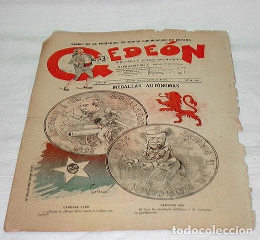 Sammeln von Zeitschriften und Zeitungen: GEDE&Oacute;N N&ordm; 25-1896-DIBUJOS MOYA-SILENO-HUMOR SAT&Iacute;RICO POL&Iacute;TICA-SEMANARIO-REVISTA-PERIODICO-CARICATURA