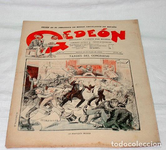 Sammeln von Zeitschriften und Zeitungen: GEDE&Oacute;N N&ordm; 33-1896-DIBUJOS MOYA-SILENO-HUMOR SAT&Iacute;RICO POL&Iacute;TICA-SEMANARIO-REVISTA-PERIODICO-CARICATURA