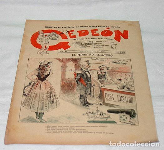 Sammeln von Zeitschriften und Zeitungen: GEDE&Oacute;N N&ordm; 34-1896-DIBUJOS MOYA-SILENO-HUMOR SAT&Iacute;RICO POL&Iacute;TICA-SEMANARIO-REVISTA-PERIODICO-CARICATURA
