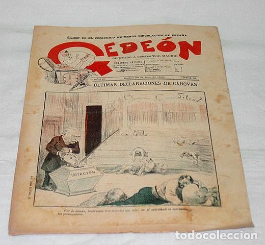 Collection Magazines and Newspapers: GEDE&Oacute;N N&ordm; 37-1896-DIBUJOS MOYA-SILENO-HUMOR SAT&Iacute;RICO POL&Iacute;TICA-SEMANARIO-REVISTA-PERIODICO-CARICATURA