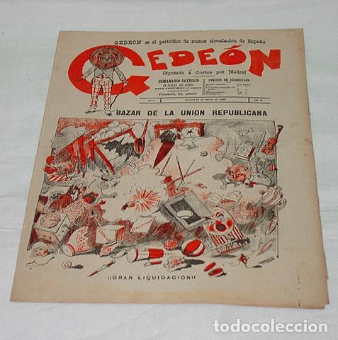 Sammeln von Zeitschriften und Zeitungen: GEDE&Oacute;N N&ordm; 72-1897-DIBUJOS MOYA-SILENO-HUMOR SAT&Iacute;RICO POL&Iacute;TICA-SEMANARIO-REVISTA-PERIODICO-CARICATURA
