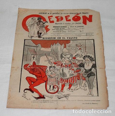Sammeln von Zeitschriften und Zeitungen: GEDE&Oacute;N N&ordm; 98-1897-DIBUJOS MOYA-SILENO-HUMOR SAT&Iacute;RICO POL&Iacute;TICA-SEMANARIO-REVISTA-PERIODICO-CARICATURA