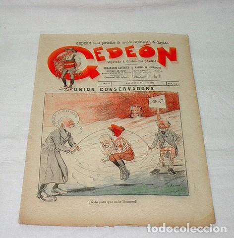 Collectionnisme de Revues et Journaux: GEDE&Oacute;N N&ordm; 114-1898-DIBUJO MOYA-SILENO-HUMOR SAT&Iacute;RICO POL&Iacute;TICA-SEMANARIO-REVISTA-PERIODICO-CARICATURA