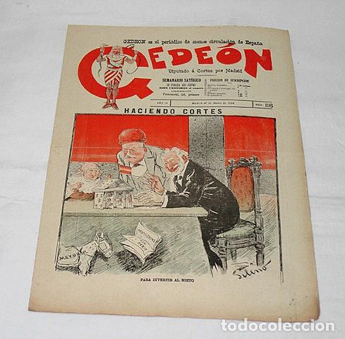 Sammeln von Zeitschriften und Zeitungen: GEDE&Oacute;N N&ordm; 116-1898-DIBUJO MOYA-SILENO-HUMOR SAT&Iacute;RICO POL&Iacute;TICA-SEMANARIO-REVISTA-PERIODICO-CARICATURA