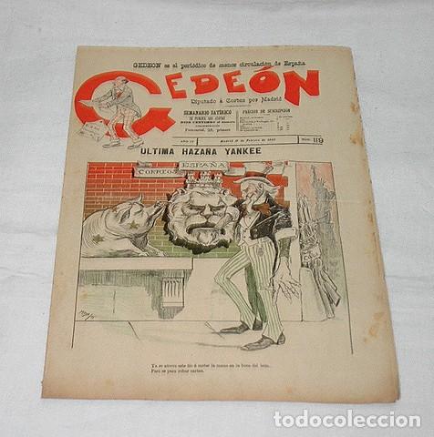 Collezionismo di Riviste e Giornali: GEDE&Oacute;N N&ordm; 119-1898-DIBUJO MOYA-SILENO-HUMOR SAT&Iacute;RICO POL&Iacute;TICA-SEMANARIO-REVISTA-PERIODICO-CARICATURA