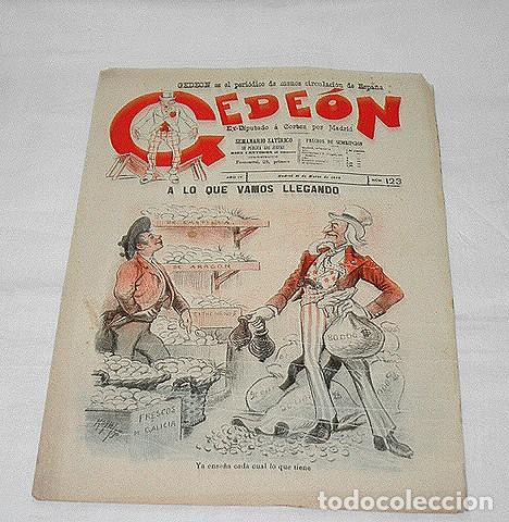 Collectionnisme de Revues et Journaux: GEDE&Oacute;N N&ordm; 123-1898-DIBUJO MOYA-SILENO-HUMOR SAT&Iacute;RICO POL&Iacute;TICA-SEMANARIO-REVISTA-PERIODICO-CARICATURA