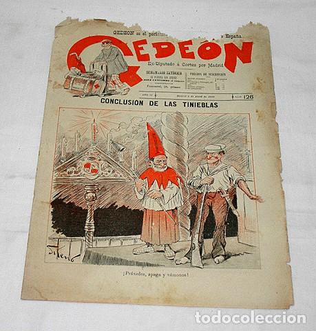 Collezionismo di Riviste e Giornali: GEDE&Oacute;N N&ordm; 126-1898-DIBUJO MOYA-SILENO-HUMOR SAT&Iacute;RICO POL&Iacute;TICA-SEMANARIO-REVISTA-PERIODICO-CARICATURA