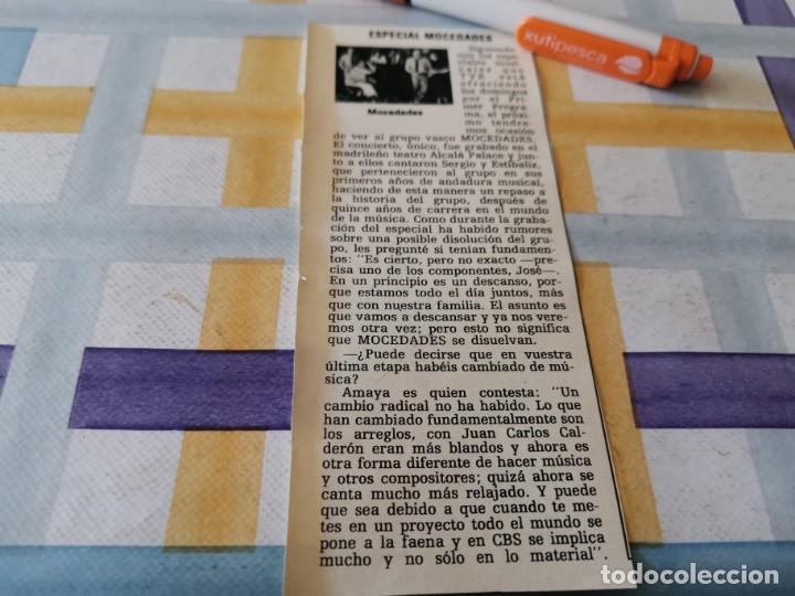 Coleccionismo de Revistas y Peri&oacute;dicos: ESPECIAL MOCEDADES RECORTE REVISTA 1984