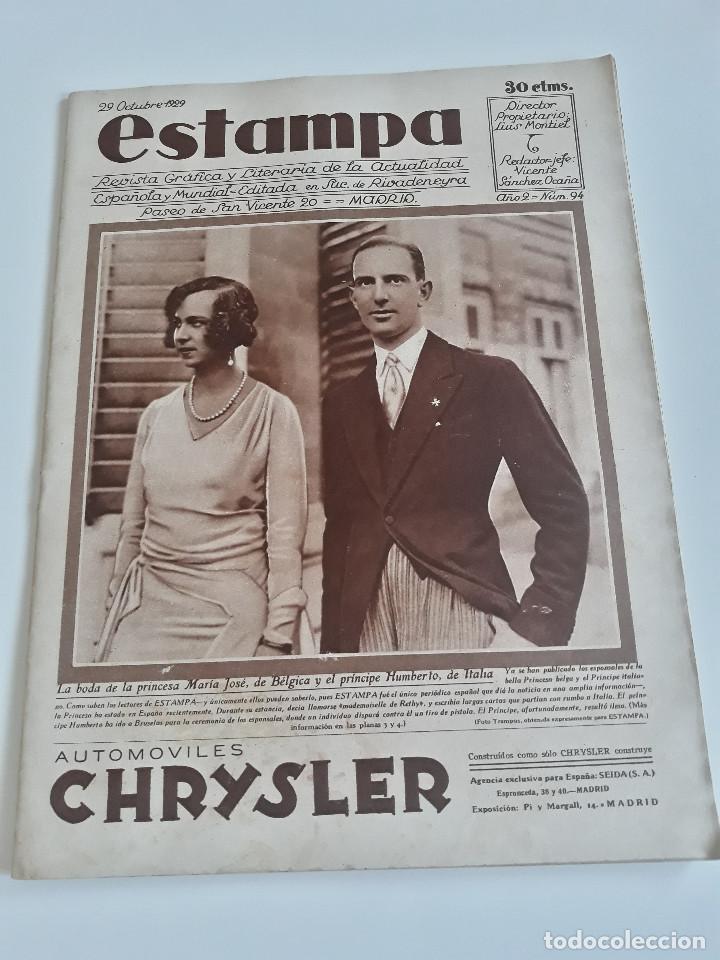 Coleccionismo de Revistas y Peri&oacute;dicos: ESTAMPA N&ordm; 94 / 29 OCTUBRE 1929 BODA MAR&Iacute;A JOS&Eacute; B&Eacute;LGICA PR&Iacute;NCIPE HUMBERTO ITALIA MODISTAS OVIEDO