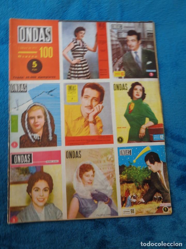 Coleccionismo de Revistas y Peri&oacute;dicos: REVISTA ONDAS N&ordm; 100 - A&ntilde;O 1957 - ROMY SCHNEIDER EN MADRID - JM PEMAN - DICENTA ....