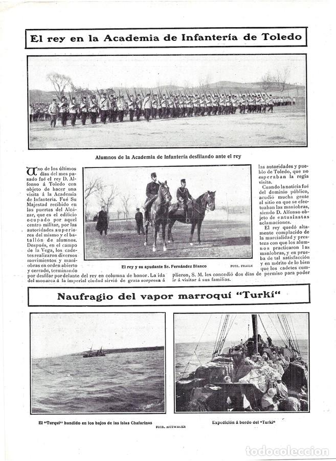 Coleccionismo de Revistas y Peri&oacute;dicos: 1907 HOJA REVISTA TOLEDO ACADEMIA DE INFANTER&Iacute;A REY ALFONSO XIII DESFILE AYUDANTE FERN&Aacute;NDEZ BLANCO