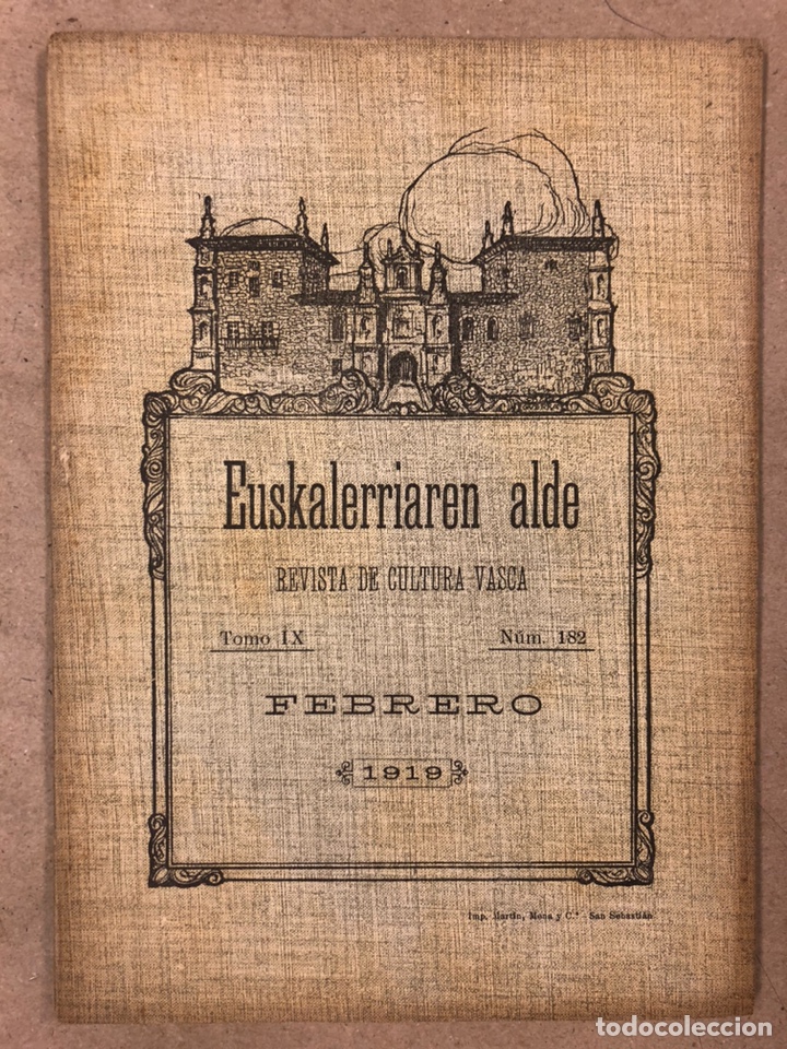 Coleccionismo de Revistas y Peri&oacute;dicos: EUSKALERRIAREN ALDE N&deg; 182 (FEBRERO 1919). REVISTA DE CULTURA VASCA.