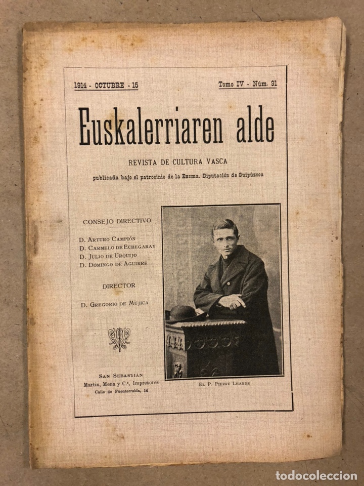 Coleccionismo de Revistas y Peri&oacute;dicos: EUSKALERRIAREN ALDE N&deg; 91 (OCTUBRE 1914). REVISTA DE CULTURA VASCA.