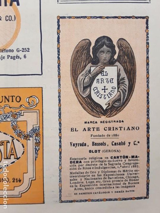 Collezionismo di Riviste e Giornali: EL ARTE CRISTIANO ESTATUARIA RELIGIOSA VAYREDA BASSOLS Y CASABO Y C&ordf; OLOT HOJA A&Ntilde;O 1920