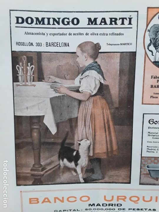 Collezionismo di Riviste e Giornali: ALMACENISTA EXPORTADOR DE ACEITES OLIVA EXTRA REFINADO DOMINGO MARTI BARCELONA HOJA A&Ntilde;O 1920