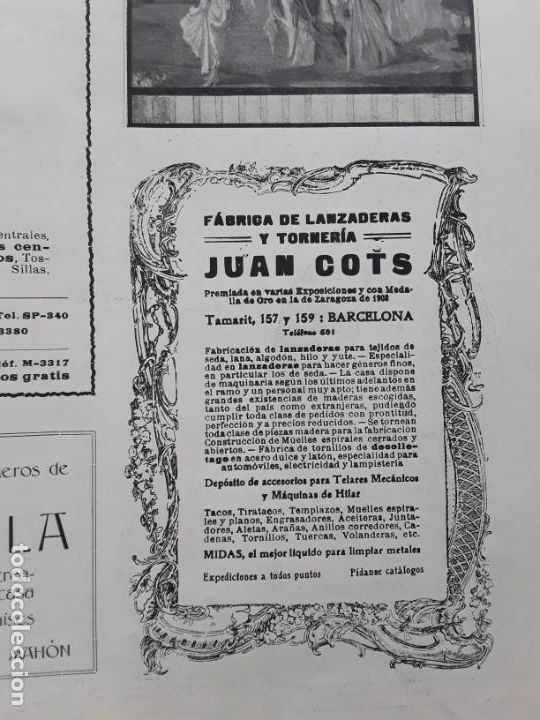 Collection Magazines and Newspapers: FABRICA DE LANZADERAS Y TORNERIA JUAN COTS BARCELONA HOJA A&Ntilde;O 1920