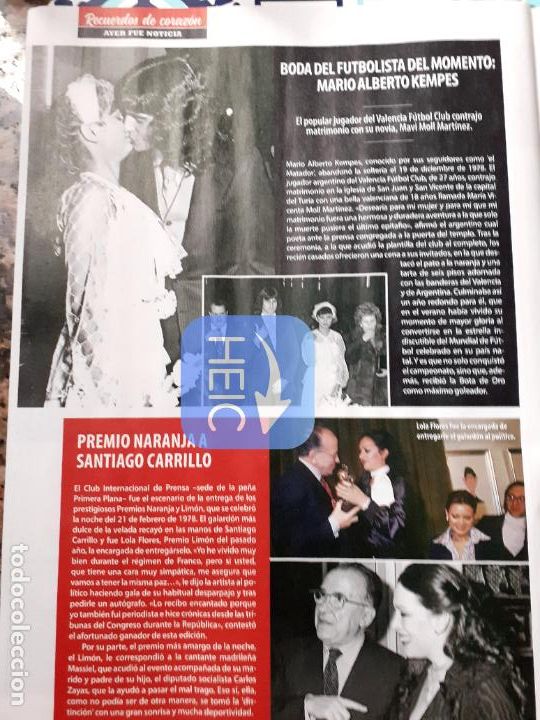 Coleccionismo de Revistas y Peri&oacute;dicos: MARIO ALBERTO KEMPES SANTIAGO CARRILLO LOLA FLORES MASSIEL