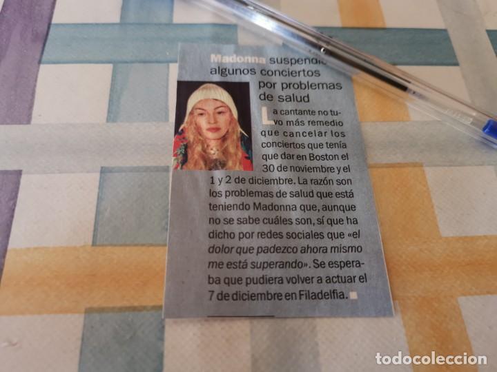 Coleccionismo de Revistas y Peri&oacute;dicos: MADONNA SUSPENDI&Oacute; ALGUNOS CONCIERTOS POR PROBLEMAS DE SALUD RECORTE REVISTA 2019