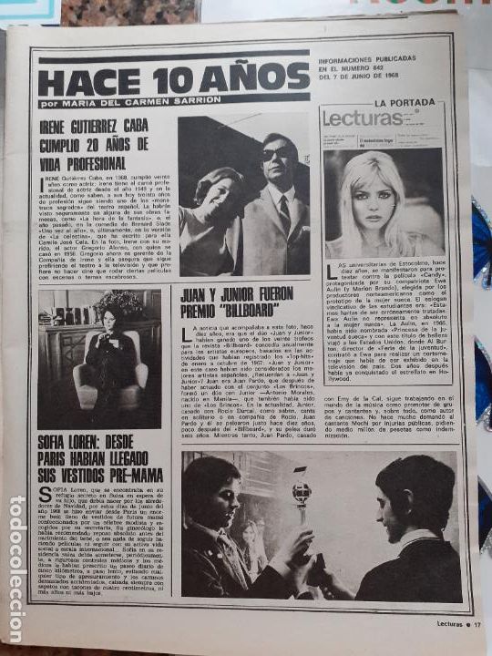 Coleccionismo de Revistas y Peri&oacute;dicos: juan pardo y antonio morales junior irene gutierrez caba sofia loren