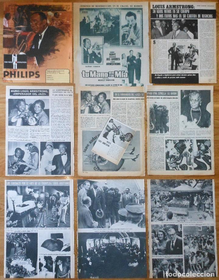 Coleccionismo de Revistas y Peri&oacute;dicos: LOUIS ARMSTRONG lote prensa clippings 1960s/70s magazine press articles photos jazz music