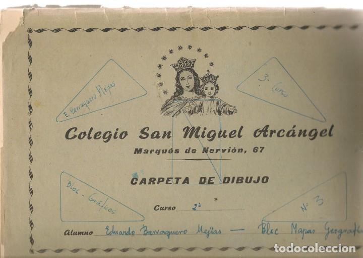Coleccionismo de Revistas y Peri&oacute;dicos: COLEGIO SAN MIGUEL ARC&Aacute;NGEL. SEVILLA. CARPETA DE DIBUJO. EN EL INTERIOR DIBUJOS DEL ALUMNO. (P/DS3)