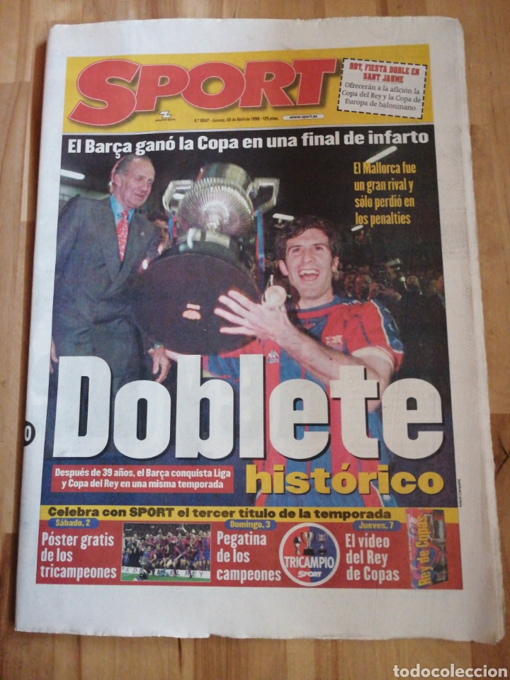 Coleccionismo de revistas y peri&oacute;dicos: Periodico Sport, F. C. Barcelona campeon copa del rey 1998
