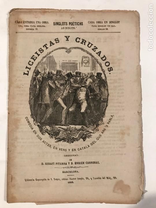 Collectionnisme de Revues et Journaux: LEICEISTAS Y CRUZADOS SINGLOTS POETICHS 1865 SERAFI PITARRA Y ENRICH CARRERAS