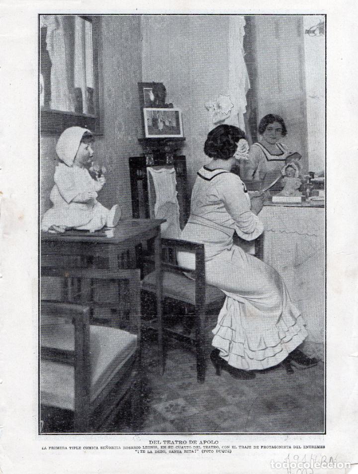 Coleccionismo de Revistas y Peri&oacute;dicos: BARCELONA 1914 TEATRO APOLO PRIMERA COMICA SE&Ntilde;ORITA ROSARIO LEONIS HOJA REVISTA