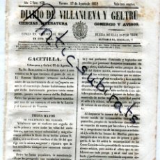 Collezionismo di Riviste e Giornali: DIARIO VILLANUEVA GELTRU VILANOVA AÑO 1852 ACTOS DE LA FIESTA MAYOR FESTA DE VILAFRANCA DEL PENEDES