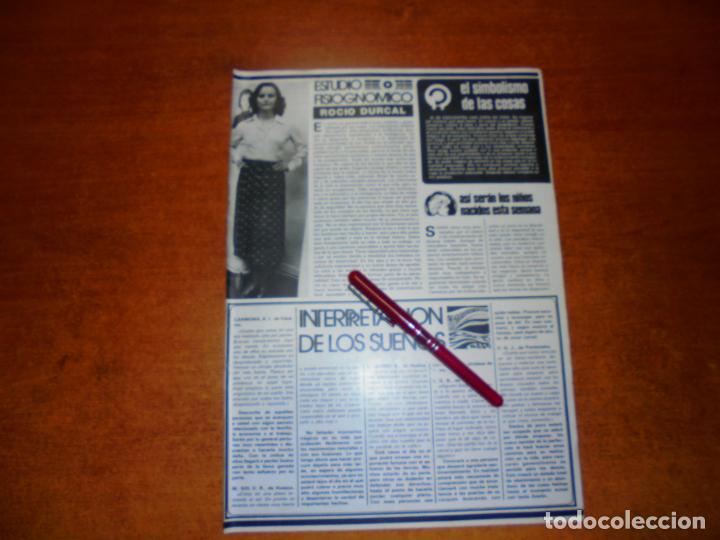 Coleccionismo de Revistas y Peri&oacute;dicos: CLIPPING 1979: ROC&Iacute;O DURCAL ESTUDIO FISOGN&Oacute;MICO. PUBLICIDAD VINO DE JEREZ.