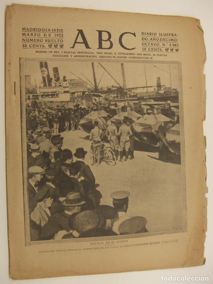 Coleccionismo de revistas y peri&oacute;dicos: Diario ABC 10 Marzo 1922 N&ordm; 5983