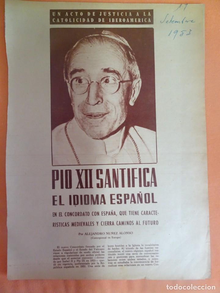 Coleccionismo de revistas y peri&oacute;dicos: LOTE DE RECORTES REVISTA DE AM&Eacute;RICA,1953 , FRANCO, P&Iacute;O XII, VER FOTOS