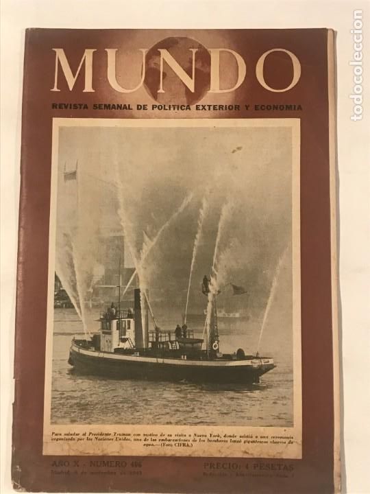 Colecionismo de Revistas e Jornais: MUNDO REVISTA SEMANAL A&Ntilde;O X NUM 496 NOVIEMBRE 1949 INDEPENDENCIA TIBET