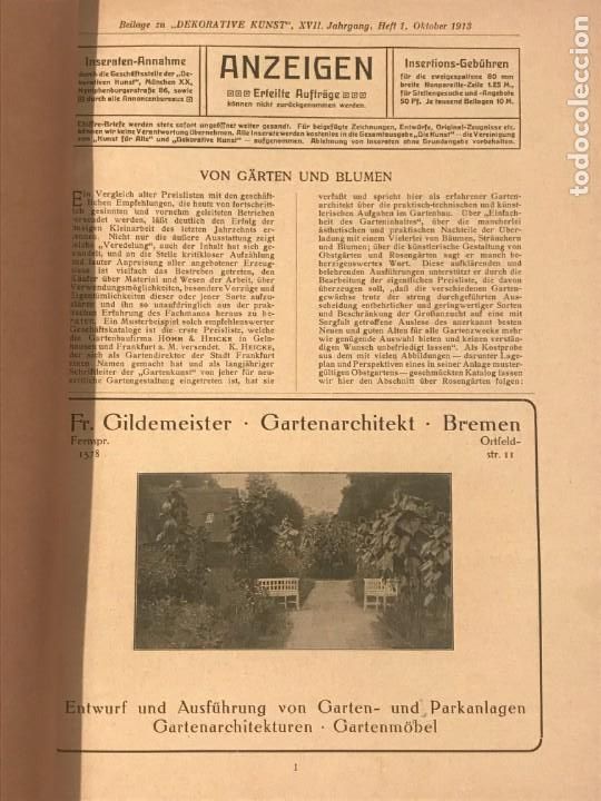 Coleccionismo de Revistas y Peri&oacute;dicos: DEKORATIVE KUNST ANZEIGEN OKTOBER 1913. REVISTA ILUSTRADA DE AQUITECTURA Y DECORACION
