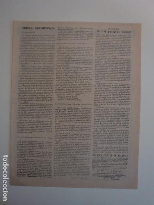 Collezionismo di Riviste e Giornali: ANTE LA OLIMPIADA - EL RAID AEREO DEL COMANDANTE DE PINEDO - ITALIA ESPA&Ntilde;A CICLISTA - 16/3/27