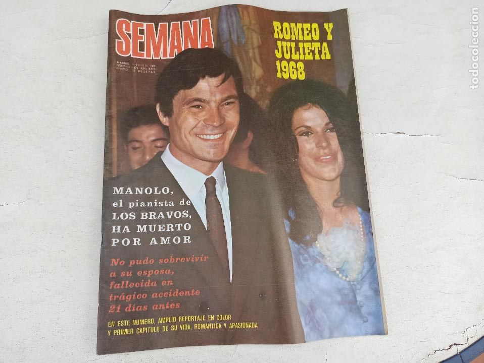 Coleccionismo de Revistas y Peri&oacute;dicos: SEMANA N&ordm; 1476 / MANOLO DE LOS BRAVOS SU MUERTE / MANUEL BENITEZ EL CORDOBES / URSULA ANDRESS /