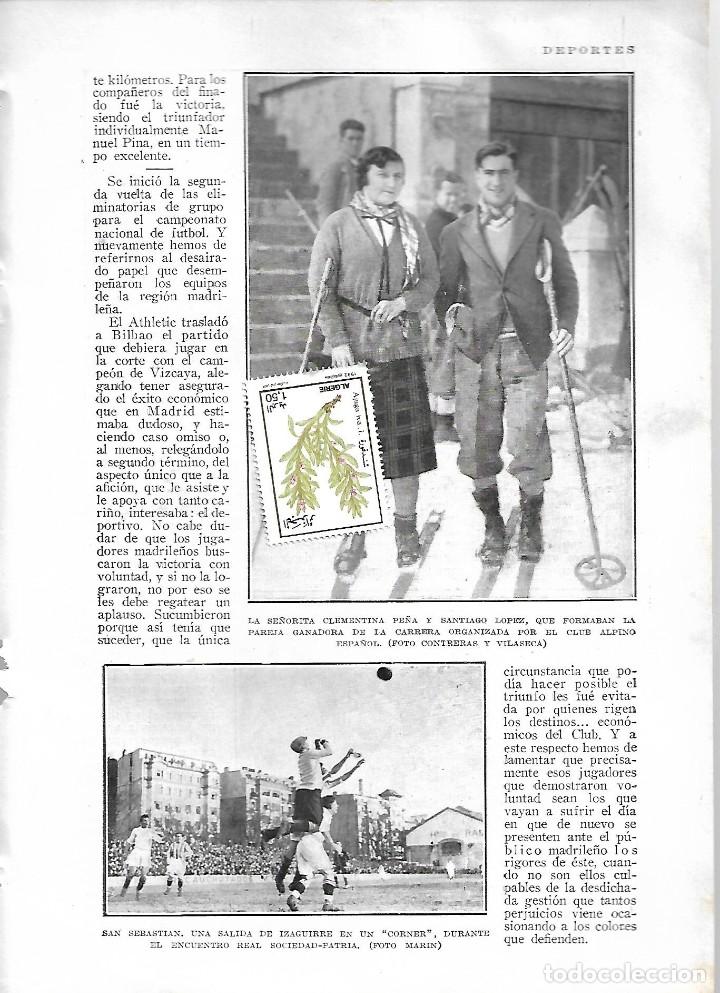 Coleccionismo de Revistas y Peri&oacute;dicos: BYN MARZO 1928.CARRERA ESQUI CLUB ALPINO ESPA&Ntilde;OL. REAL SOCIEDAD PE&Ntilde;ALARA RICARDO ZAMORA JAI-ALAI