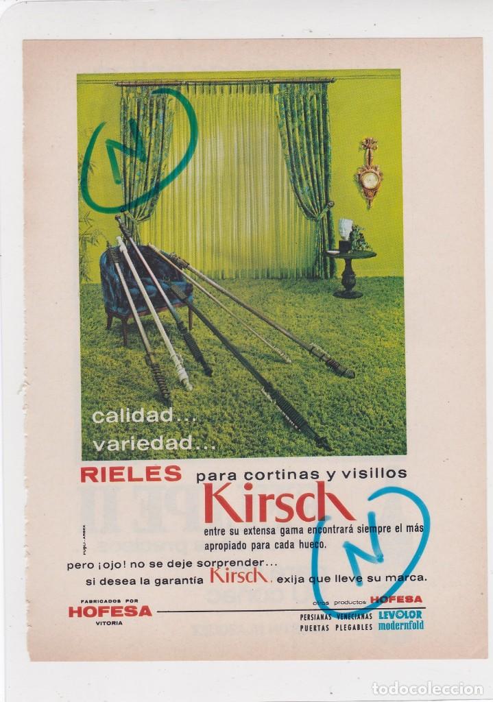 Coleccionismo de Revistas y Peri&oacute;dicos: PUBLICIDAD 1969. ANUNCIO RIELES KIRSCH. HOFESA (VITORIA) - BRANDY FELIPE II. CO&Ntilde;AC (REVERSO)