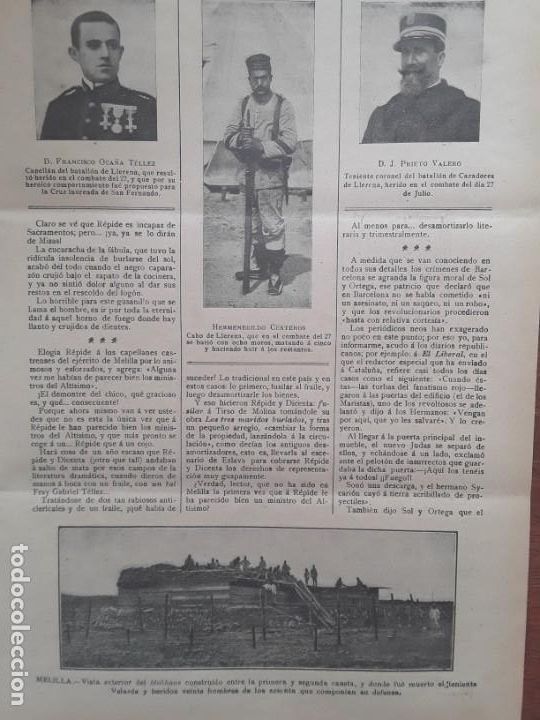 Coleccionismo de revistas y peri&oacute;dicos: SUCESOS RIF MELILLA CAZADORES MADRID SUCESOS BARCELONA LAS LOGIAS MASONES GRANOLLERS A&Ntilde;O 1909
