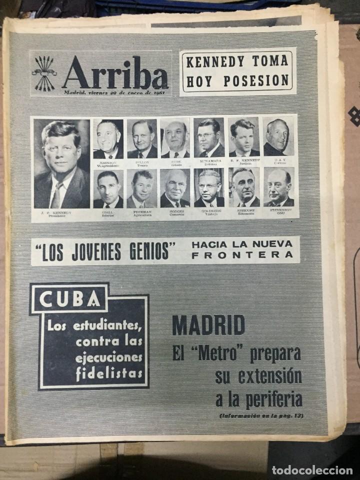 Coleccionismo de revistas y peri&oacute;dicos: ARRIBA (20-1-1961) PRESIDENTE KENNEDY METRO HACIA FUENCARRAL Y CARABANCHEL PREMIO VELAZQUEZ