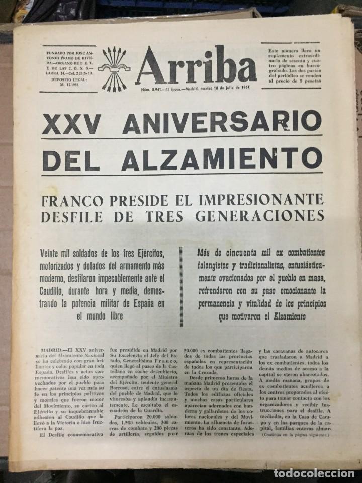 Coleccionismo de revistas y peri&oacute;dicos: ARRIBA(18-7-61) XXV ANIVERSARIO DEL ALZAMIENTO ANQUETIL CAMPEON TOUR FRANCIA