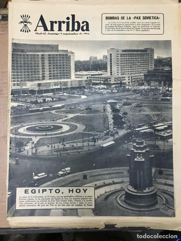 Sammeln von Zeitschriften und Zeitungen: ARRIBA (9-9-1962) EGIPTO VIRGEN DEL CORO SAN SEBASTIAN FRANCO MAR MENOR PANTANO DE SAN JUAN BRASILIA