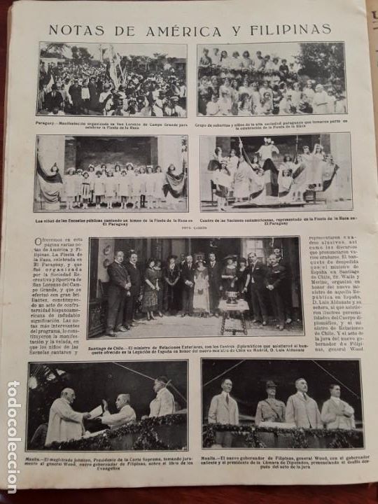 Collection Magazines and Newspapers: FILIPINAS MANILA GENERAL WOOD NUEVO GOBERNADOR MAGISTRADO JOHNSON HOJA REVISTA A&Ntilde;O 1921