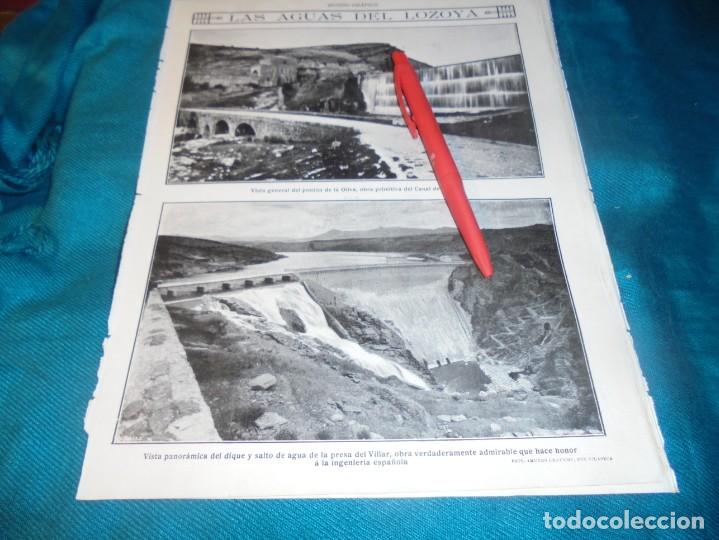 Coleccionismo de Revistas y Peri&oacute;dicos: RECORTE : LAS AGUAS DEL LOZOYA. PONTON DE LA OLIVA. MUNDO GRAFICO, JULIO 1912.