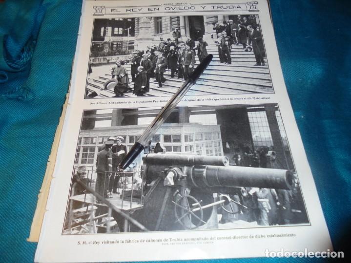 Coleccionismo de Revistas y Peri&oacute;dicos: RECORTE : EL REY EN OVIEDO Y TRUBIA. FABRICA DE CA&Ntilde;ONES. MUNDO GRAFICO, JULIO 1912