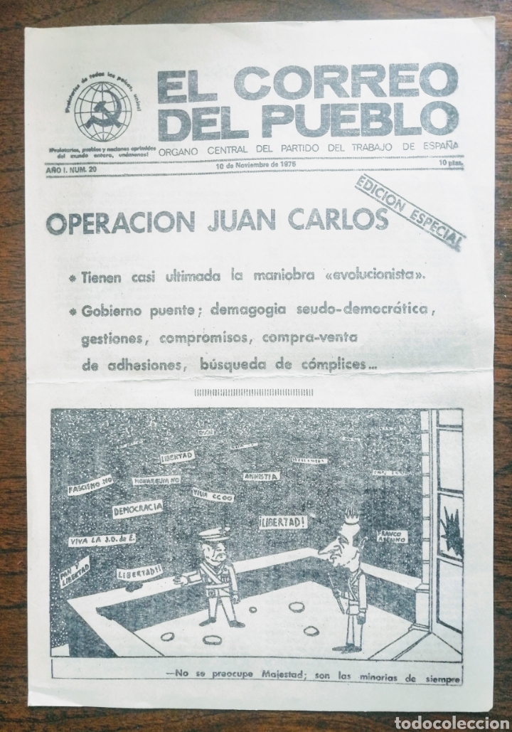 Coleccionismo de Revistas y Peri&oacute;dicos: EL CORREO DEL PUEBLO. PARTIDO DEL TRABAJO - P.T.E. - 18 DE NOVIEMBRE 1975. ENVIO CERTIFICADO.