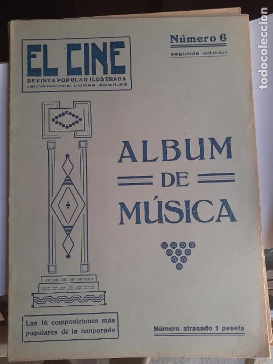 Coleccionismo de revistas y peri&oacute;dicos: El Cine. Revista Popular Ilustrada. Album de M&uacute;sica. N&uacute;mero 6