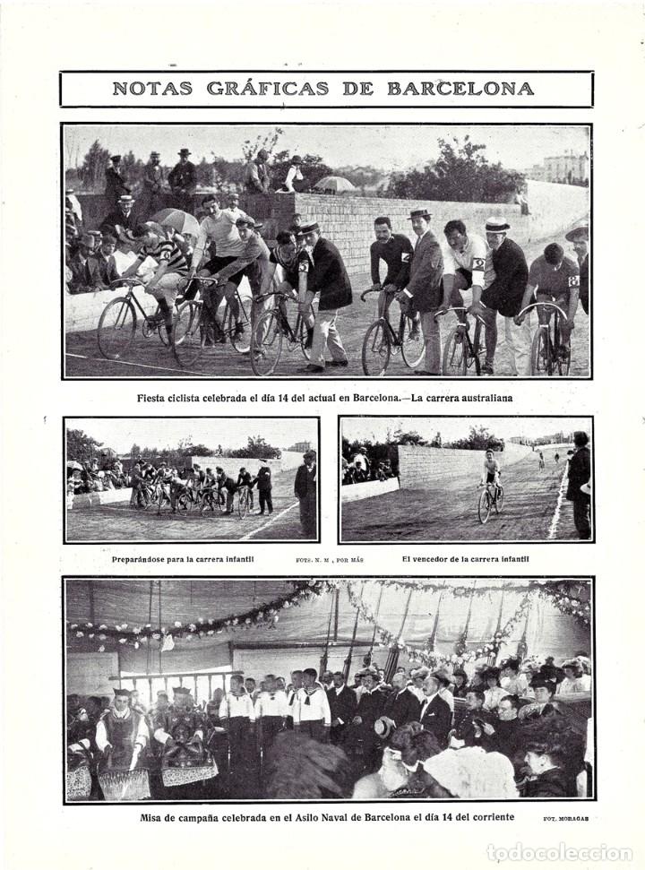 Coleccionismo de Revistas y Peri&oacute;dicos: 1907 HOJA REVISTA BARCELONA CICLISMO FIESTA CICLISTA CARRERA AUSTRALIANA INFANTIL BICICLETAS