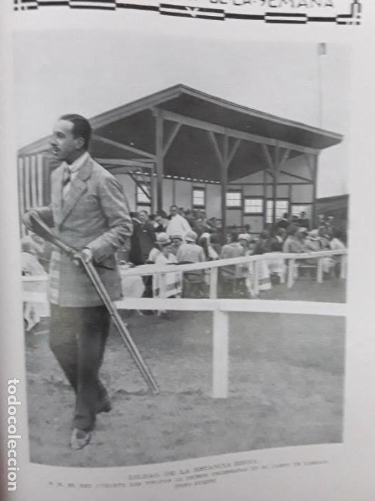 Collection Magazines and Newspapers: ALFONSO XIII BILBAO TIRADA PICHON CAMPO LAMIACO DESEMBARCO SOBERANOS LAS ARENAS SUBMARINOS HOJA 1928