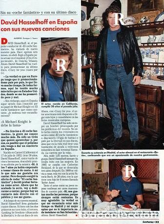 Coleccionismo de Revistas y Peri&oacute;dicos: SCANS david hasselhoff EL COCHE FANTASTICO EN ESPA&Ntilde;A